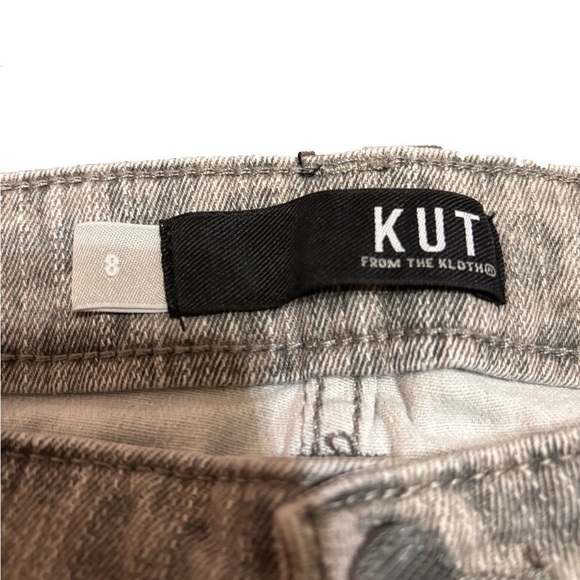 KUT from the Kloth Hi Rise Connie Leopard Print Jeans Size 8 Raw Hem Button Fly - Picture 5 of 6